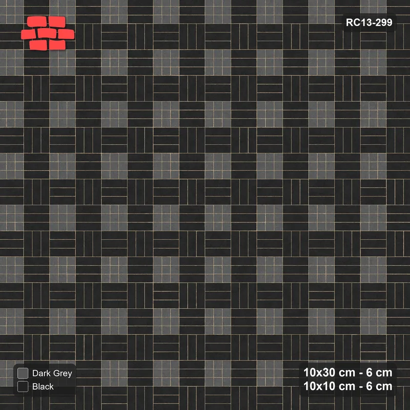 Interlock (Pasco) 10x30 cm · RC13-299 · Weave-3 + 10x10 Dots, Grid 1:3, Solid Planks - Night Sky · Top view