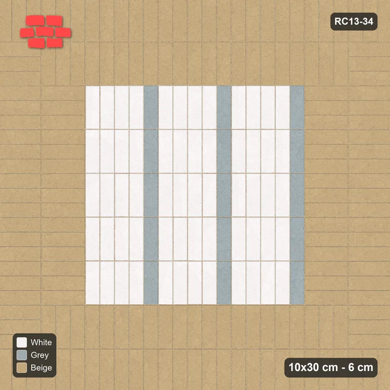 Interlock (Pasco) 10x30 cm · RC13-34 · Vertical plank field with double soldier border · Top view