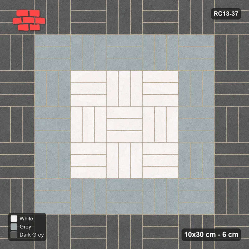 Interlock (Pasco) 10x30 cm · RC13-37 · Basketweave with concentric tone rings · Top view