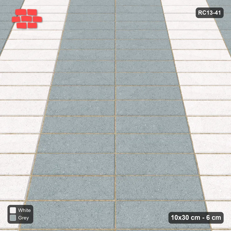 Interlock (Pasco) 10x30 cm · RC13-41 · Diagonal stack bond with wide stripes · Side view