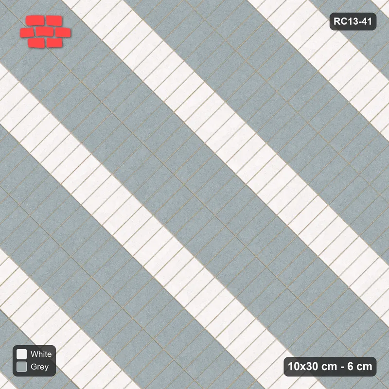 Interlock (Pasco) 10x30 cm · RC13-41 · Diagonal stack bond with wide stripes · Top view