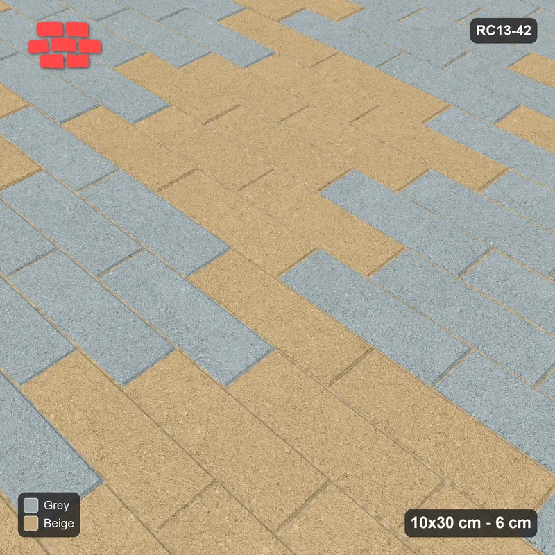 Interlock (Pasco) 10x30 cm · RC13-42 · Third-bond with checker blocks · Side view