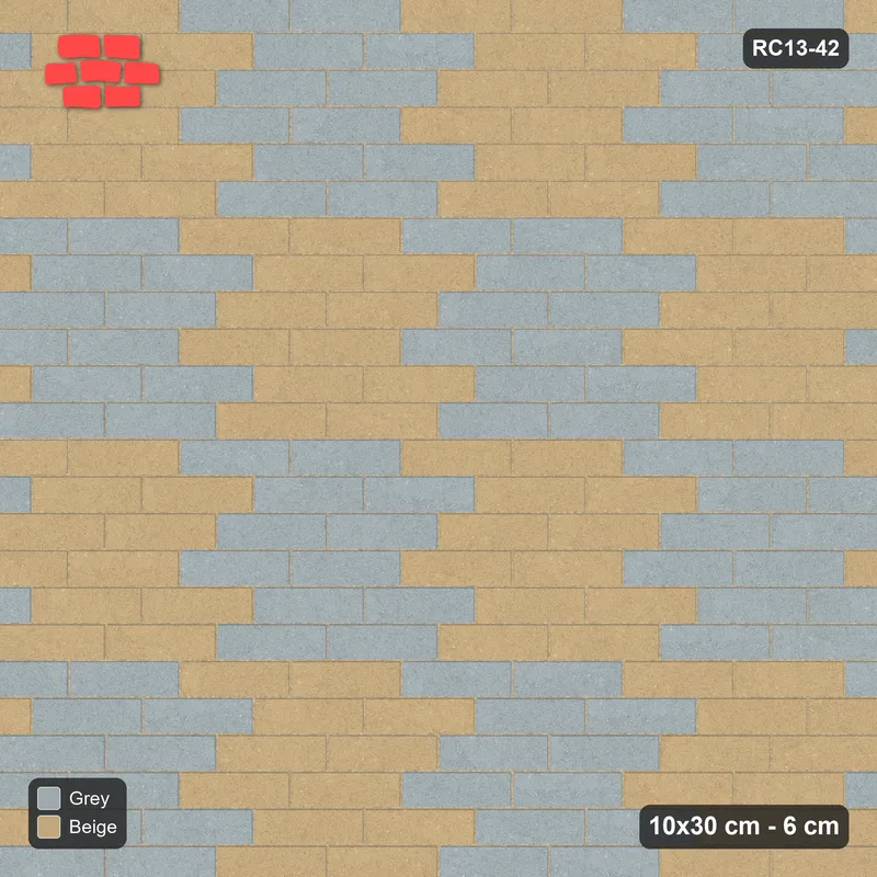 Interlock (Pasco) 10x30 cm · RC13-42 · Third-bond with checker blocks · Top view