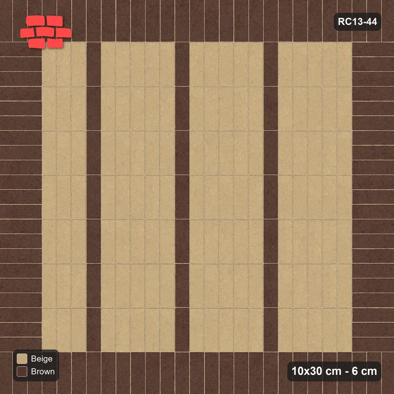 Interlock (Pasco) 10x30 cm · RC13-44 · Vertical plank field with soldier border · Top view