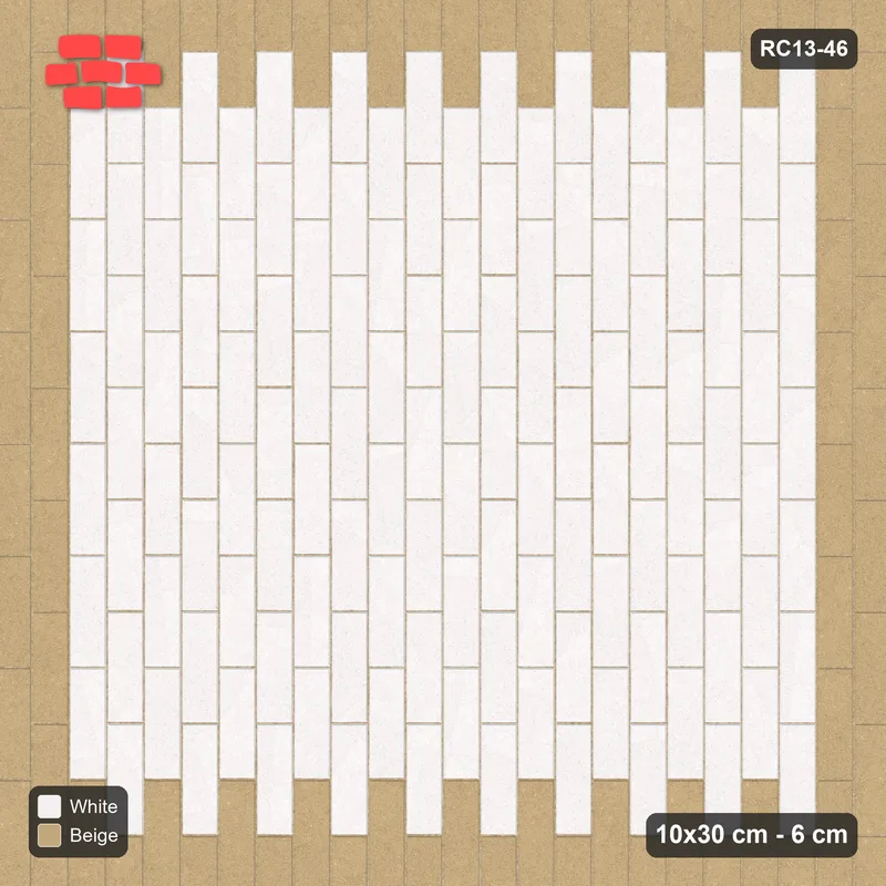 Interlock (Pasco) 10x30 cm · RC13-46 · Vertical half-bond with accent edge course · Top view