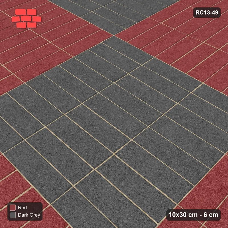 Interlock (Pasco) 10x30 cm · RC13-49 · Alternating plank panels 90 cm · Side view