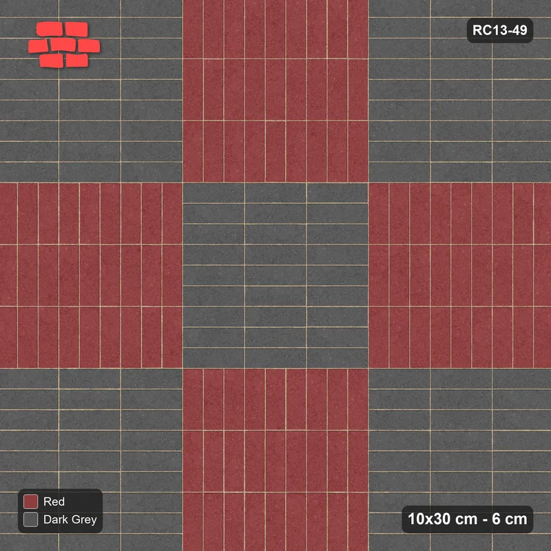Interlock (Pasco) 10x30 cm · RC13-49 · Alternating plank panels 90 cm · Top view