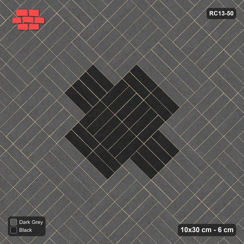 Interlock (Pasco) 10x30 cm · RC13-50 · Double parquet with centre medallion and Kerb 30H frame · Top view