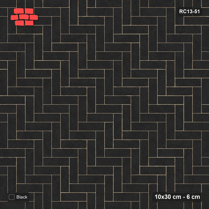 Interlock (Pasco) 10x30 cm · RC13-51 · Herringbone 90 solid · Top view