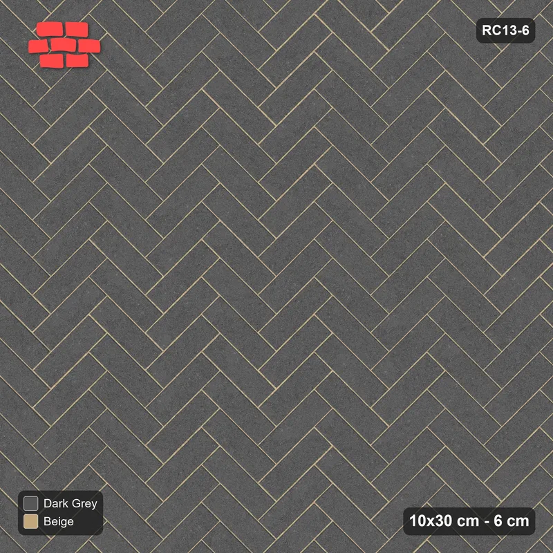 Interlock (Pasco) 10x30 cm · RC13-6 · Herringbone 45 with kerb frame · Top view