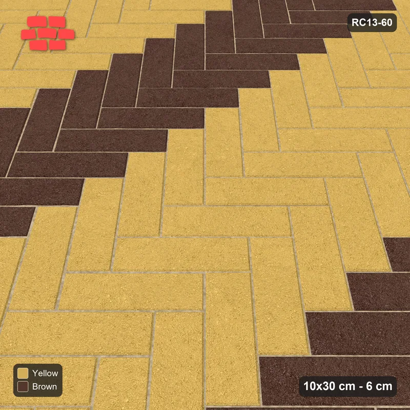 Interlock (Pasco) 10x30 cm · RC13-60 · Herringbone 45 60 cm colour columns · Side view