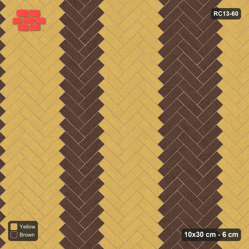 Interlock (Pasco) 10x30 cm · RC13-60 · Herringbone 45 60 cm colour columns · Top view