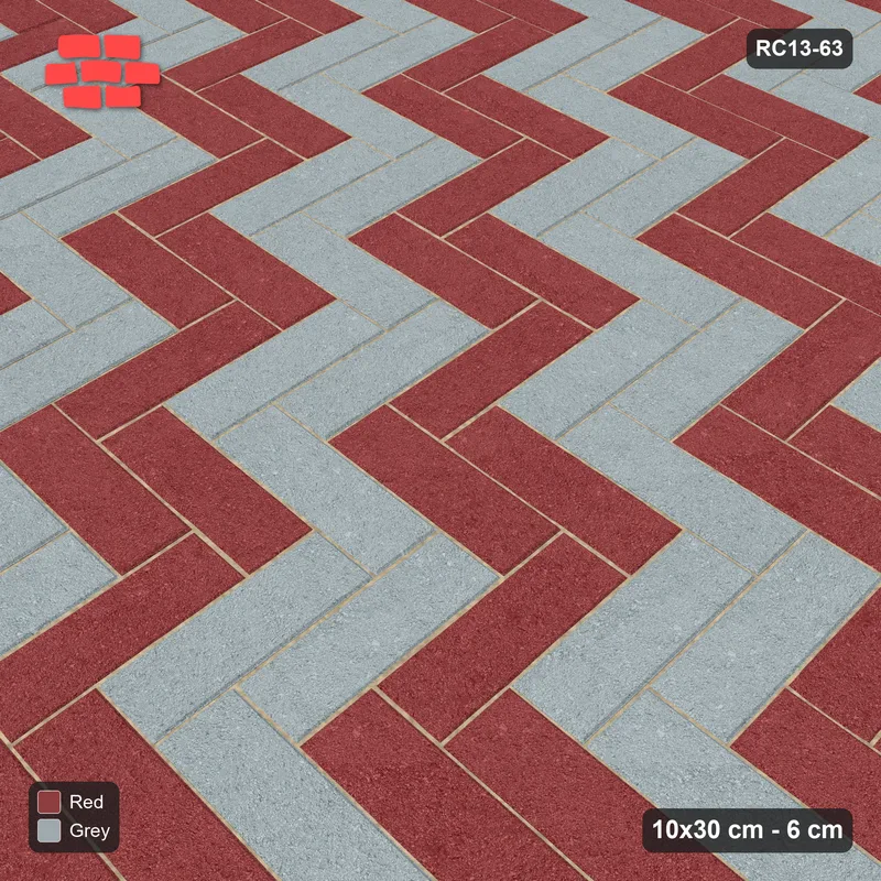 Interlock (Pasco) 10x30 cm · RC13-63 · Herringbone 90 30 cm diagonal stair stripes · Side view