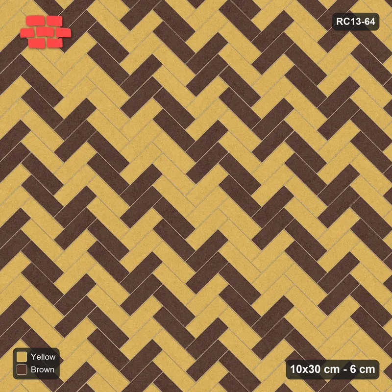 Interlock (Pasco) 10x30 cm · RC13-64 · Herringbone 45 30 cm diagonal stair stripes · Top view