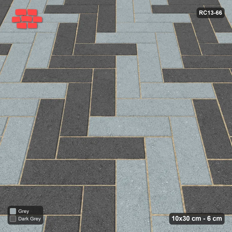 Interlock (Pasco) 10x30 cm · RC13-66 · Herringbone 45 40 cm diagonal stair stripes · Side view