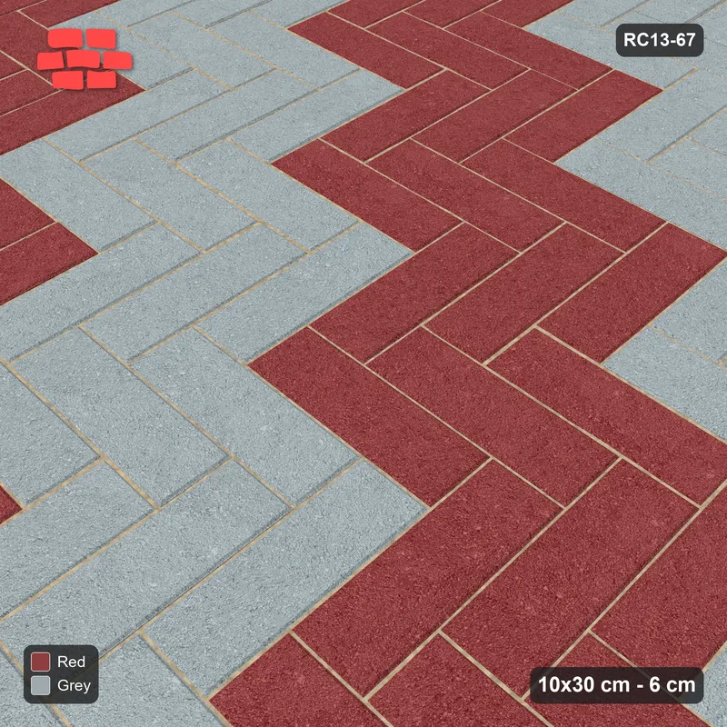Interlock (Pasco) 10x30 cm · RC13-67 · Herringbone 90 60 cm diagonal stair stripes · Side view