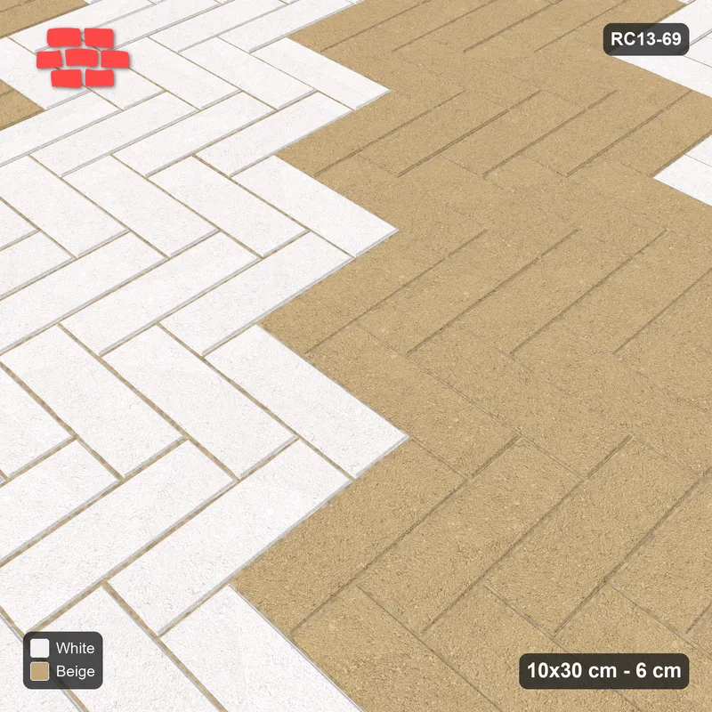 Interlock (Pasco) 10x30 cm · RC13-69 · Herringbone 90 90 cm diagonal stair stripes · Side view