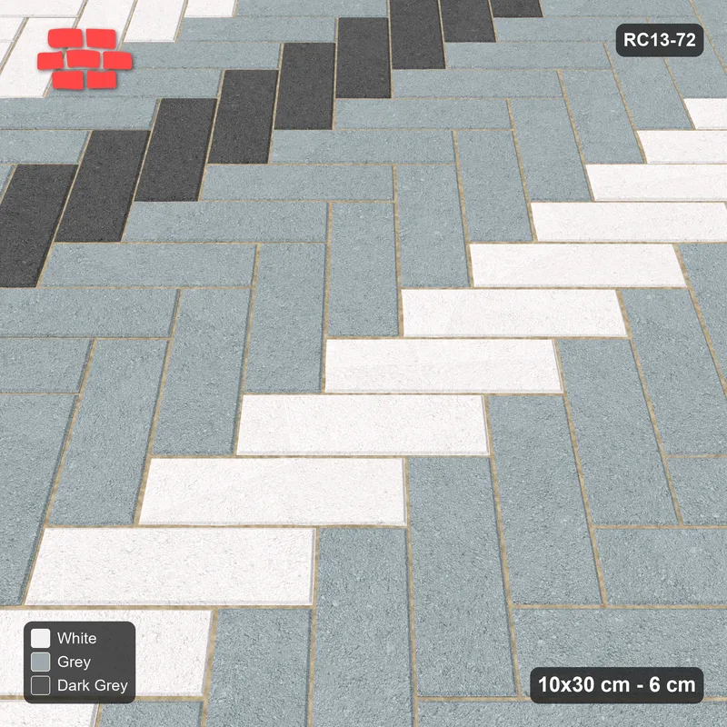 Interlock (Pasco) 10x30 cm · RC13-72 · Herringbone 45 30 cm graded column tones · Side view