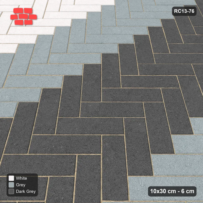 Interlock (Pasco) 10x30 cm · RC13-76 · Herringbone 45 60 cm graded column tones · Side view