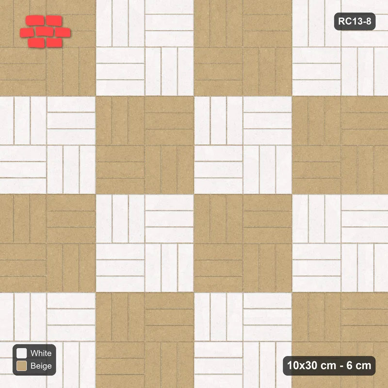 Interlock (Pasco) 10x30 cm · RC13-8 · Basketweave with colour checker · Top view