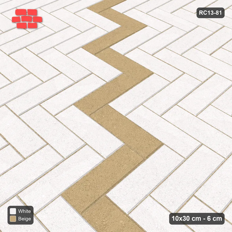 Interlock (Pasco) 10x30 cm · RC13-81 · Herringbone 90 30 cm diagonal feature band · Side view