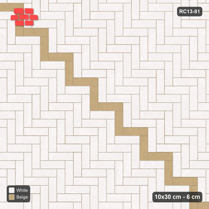 Interlock (Pasco) 10x30 cm · RC13-81 · Herringbone 90 30 cm diagonal feature band · Top view