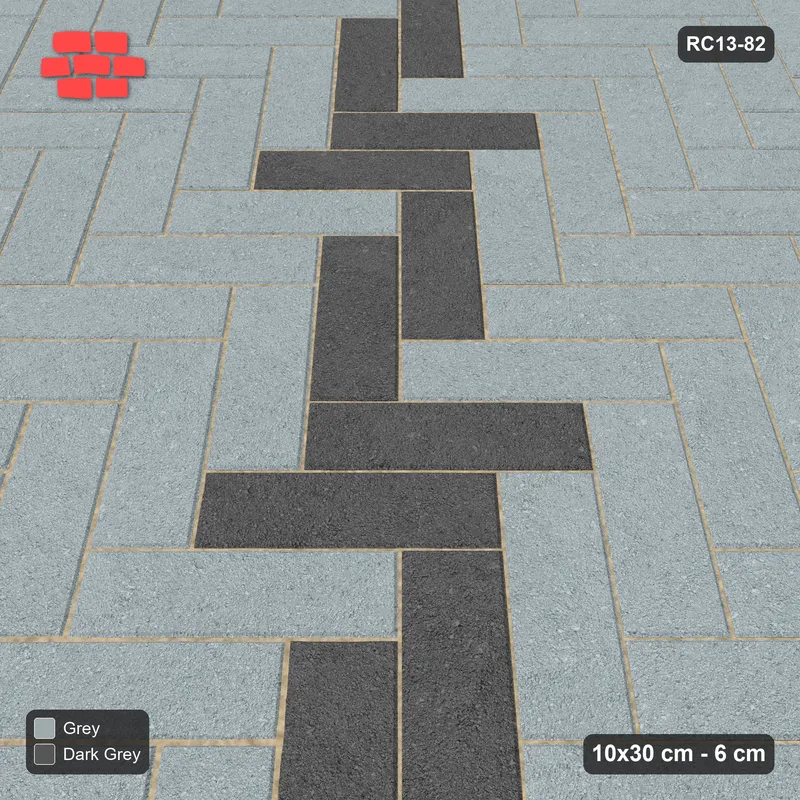 Interlock (Pasco) 10x30 cm · RC13-82 · Herringbone 45 30 cm diagonal feature band · Side view