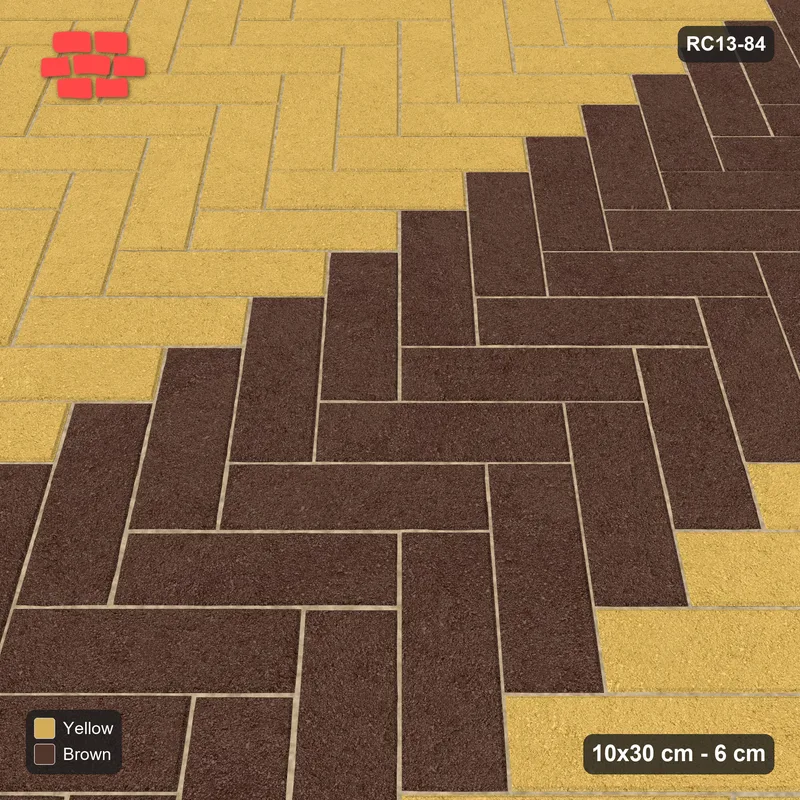 Interlock (Pasco) 10x30 cm · RC13-84 · Herringbone 45 60 cm central zig-zag band · Side view