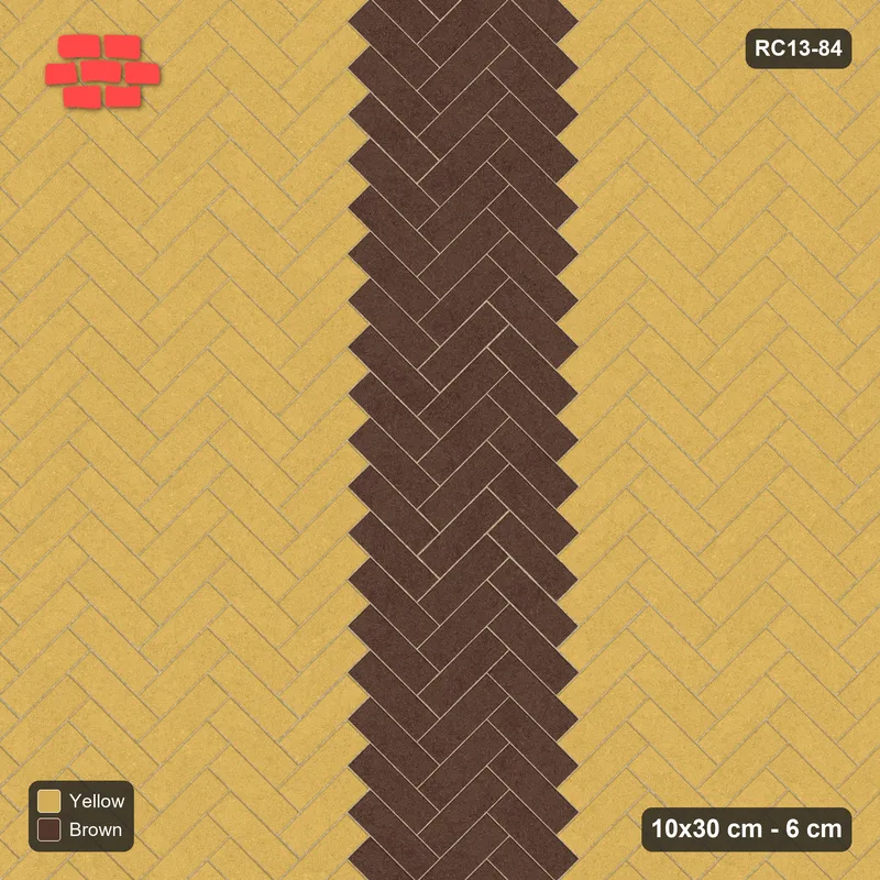 Interlock (Pasco) 10x30 cm · RC13-84 · Herringbone 45 60 cm central zig-zag band · Top view