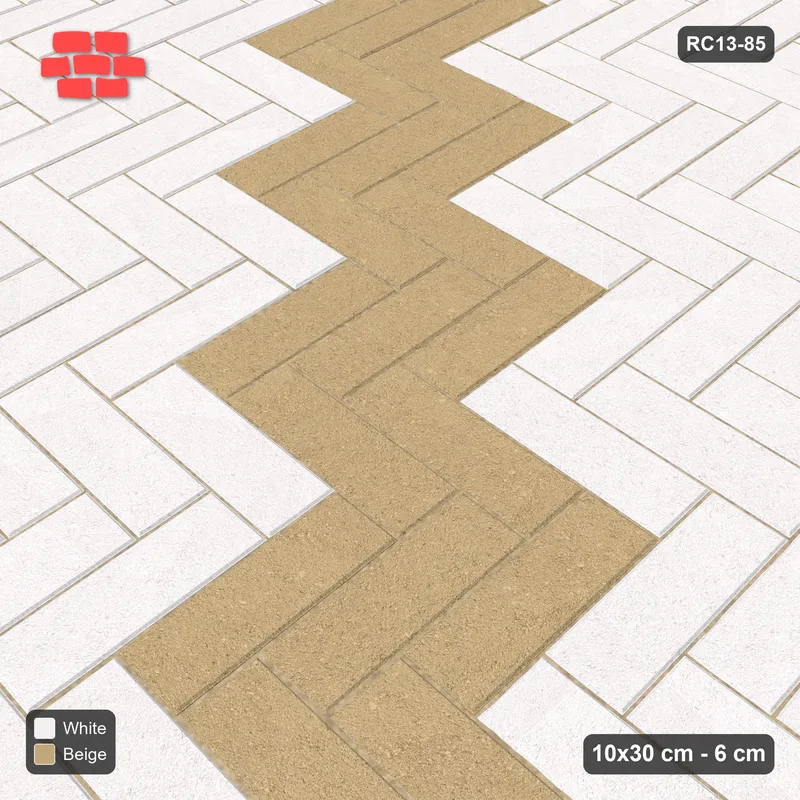 Interlock (Pasco) 10x30 cm · RC13-85 · Herringbone 90 60 cm diagonal feature band · Side view