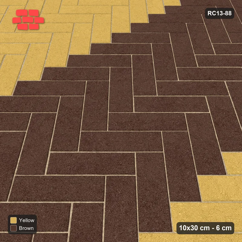 Interlock (Pasco) 10x30 cm · RC13-88 · Herringbone 45 90 cm central zig-zag band · Side view
