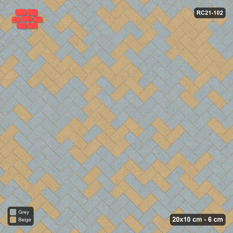 Interlock (Pasco) 20x10 cm · RC21-102 · Herringbone 45, Soft Blend · Top view
