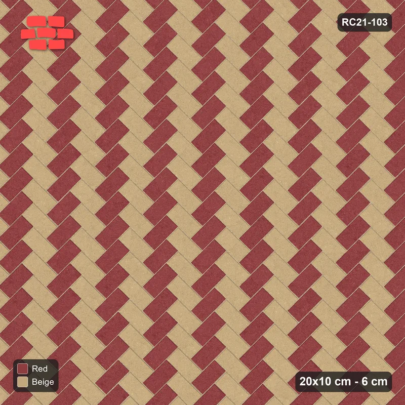 Interlock (Pasco) 20x10 cm · RC21-103 · Herringbone 45, Two-Tone · Top view