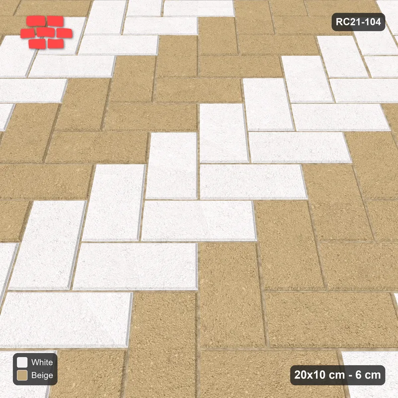 Interlock (Pasco) 20x10 cm · RC21-104 · Herringbone 45, Chevron Stripes, 38B Kerb Frame · Side view