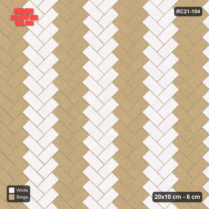 Interlock (Pasco) 20x10 cm · RC21-104 · Herringbone 45, Chevron Stripes, 38B Kerb Frame · Top view