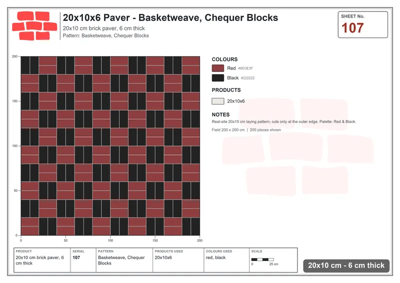 Interlock (Pasco) 20x10 cm · RC21-107 · Basketweave, Chequer Blocks · Laying plan Interlock (Pasco) 20x10 cm · RC21-107 · Basketweave, Chequer Blocks · Laying plan