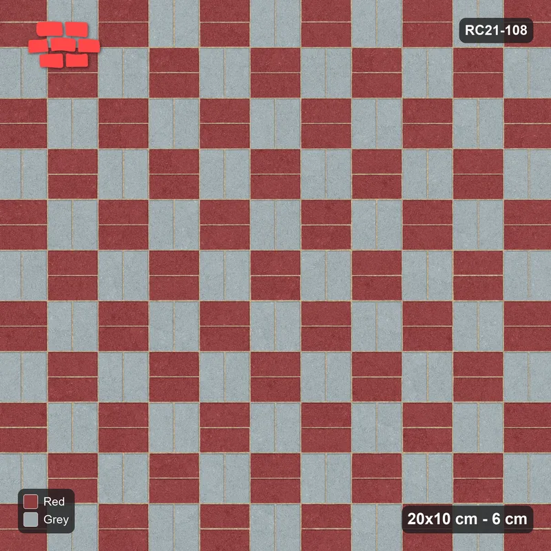 Interlock (Pasco) 20x10 cm · RC21-108 · Basketweave, Chequer Blocks · Top view