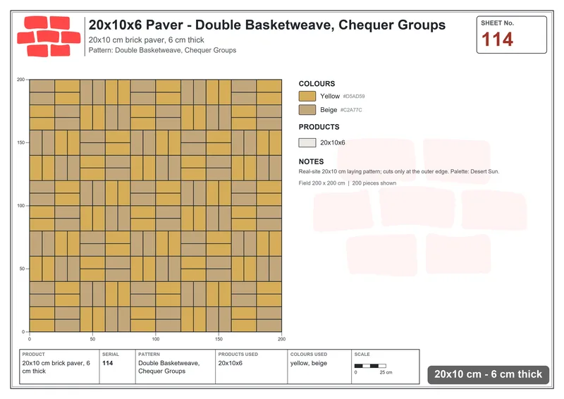 Interlock (Pasco) 20x10 cm · RC21-114 · Double Basketweave, Chequer Groups · Laying plan Interlock (Pasco) 20x10 cm · RC21-114 · Double Basketweave, Chequer Groups · Laying plan