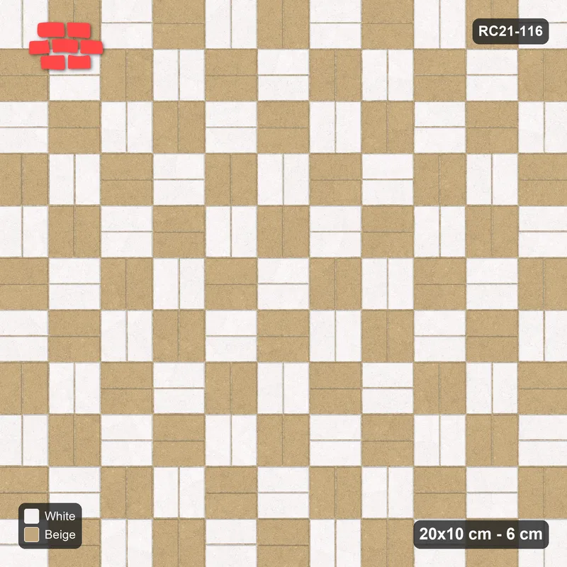 Interlock (Pasco) 20x10 cm · RC21-116 · Double Basketweave, Chequer Groups · Top view