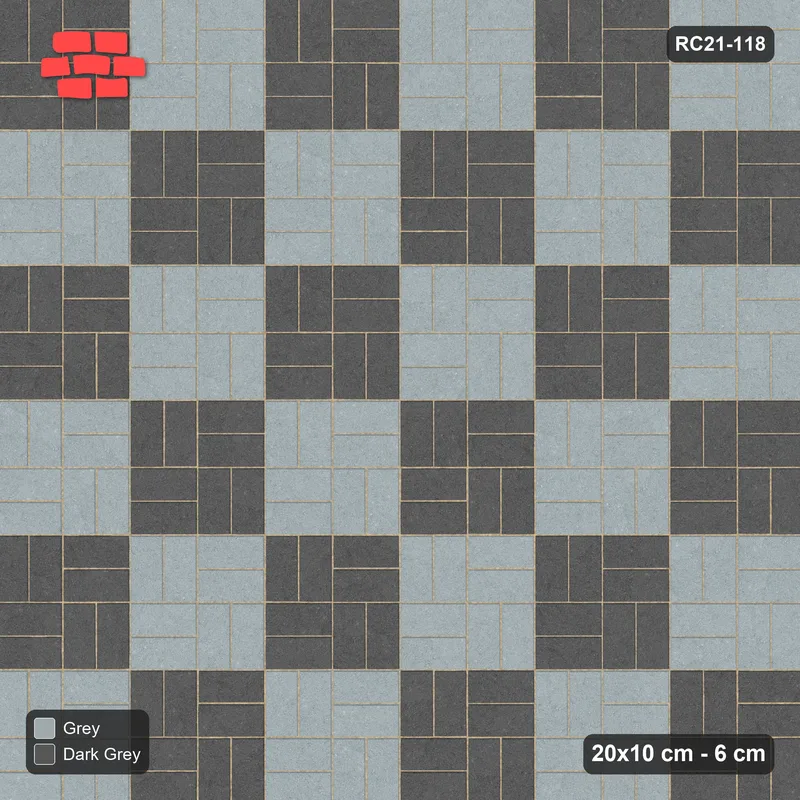 Interlock (Pasco) 20x10 cm · RC21-118 · Basketweave, Large Chequer · Top view