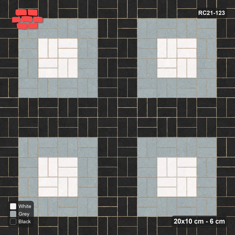 Interlock (Pasco) 20x10 cm · RC21-123 · Basketweave, Medallion Squares · Top view