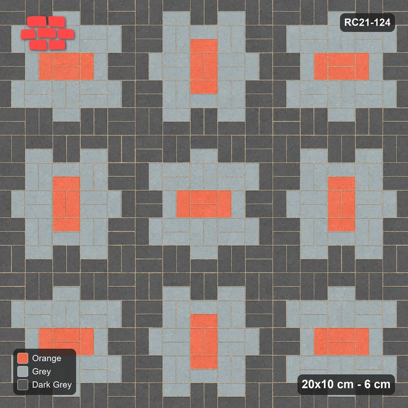 Interlock (Pasco) 20x10 cm · RC21-124 · Basketweave, Medallion Squares · Top view