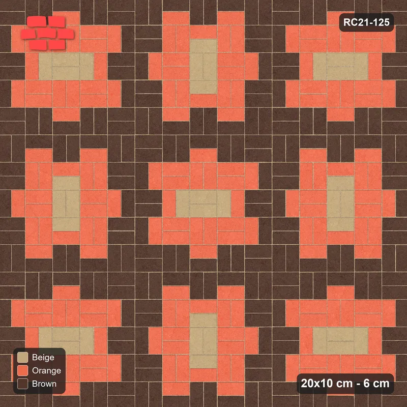 Interlock (Pasco) 20x10 cm · RC21-125 · Basketweave, Medallion Squares · Top view