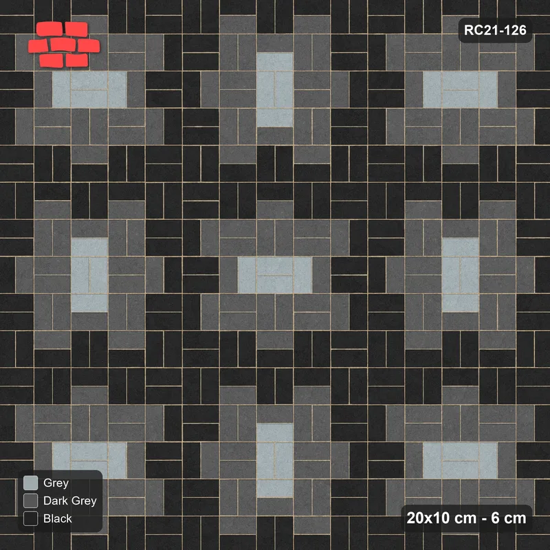 Interlock (Pasco) 20x10 cm · RC21-126 · Basketweave, Medallion Squares · Top view