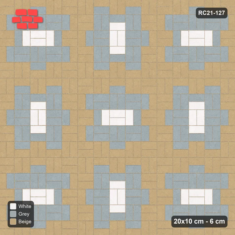 Interlock (Pasco) 20x10 cm · RC21-127 · Basketweave, Medallion Squares · Top view