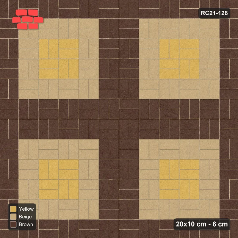 Interlock (Pasco) 20x10 cm · RC21-128 · Basketweave, Medallion Squares · Top view
