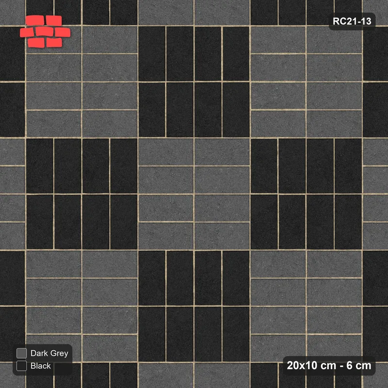 Interlock (Pasco) 20x10 cm · RC21-13 · Double Basketweave Chequer · Top view