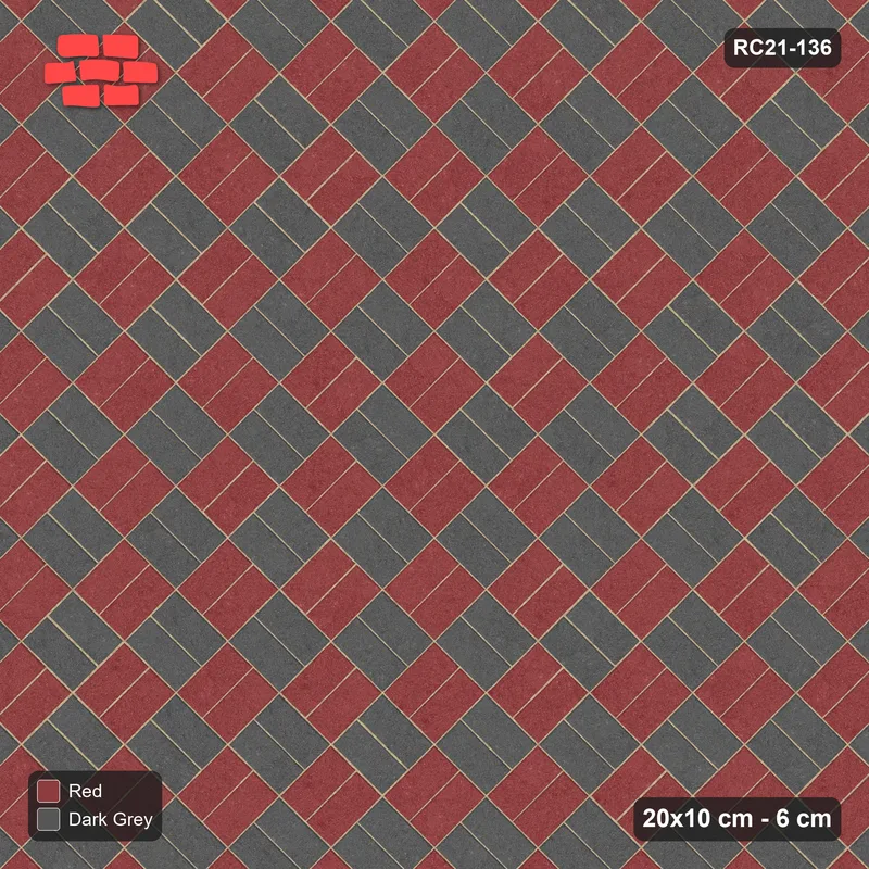 Interlock (Pasco) 20x10 cm · RC21-136 · Diagonal Parquet, Chequer · Top view