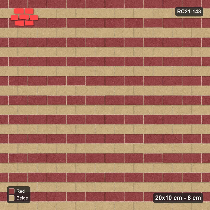 Interlock (Pasco) 20x10 cm · RC21-143 · Running Bond, Alternate Courses · Top view