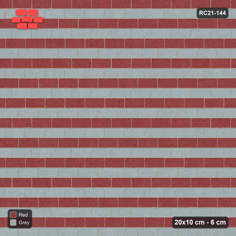 Interlock (Pasco) 20x10 cm · RC21-144 · Running Bond 1/3, Alternate Courses · Top view